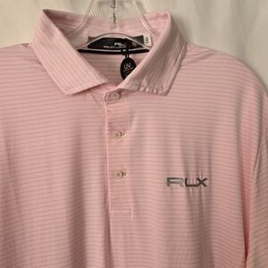 RLX Ralph Lauren NWT Pink Fine Stripes with Wicking Trendy Polo Size L